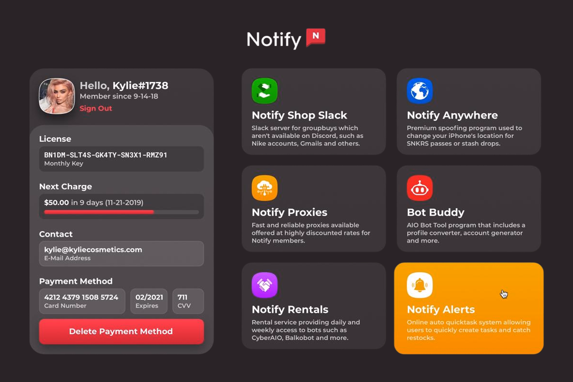 Notify screenshots